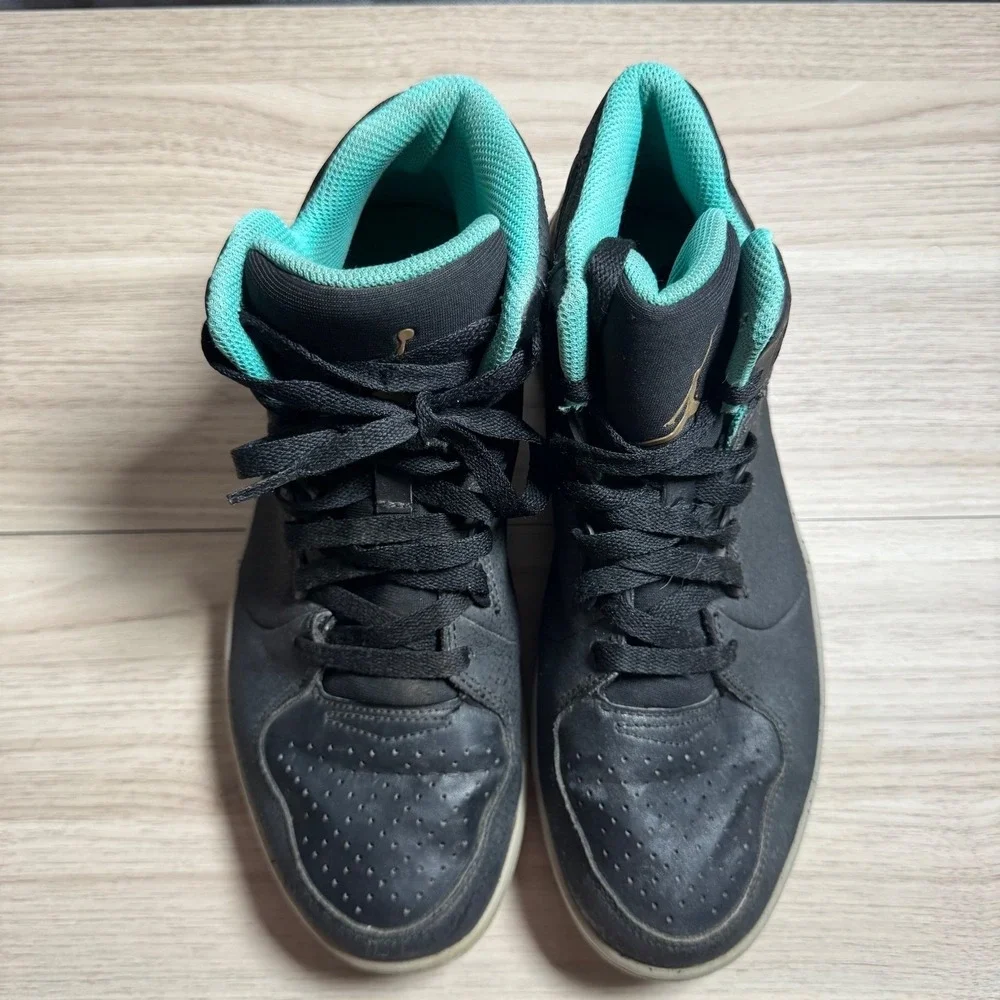Jordan 1 Flight 2 Men 9 Black Teal Gold Good Speckled Mid Top 743188-007